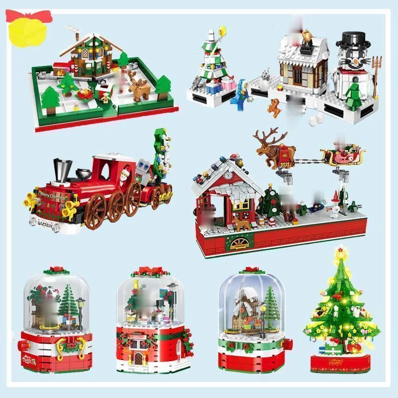 

Рождественская модель Санта Клауса оленя снеговика дерева кошки мыши набор строительных блоков подарки игрушки для детей