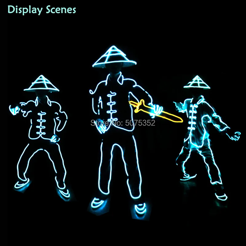 Chinese Style Cosplay Costume Led Lighting Soldier Stage Performance EL DIY |