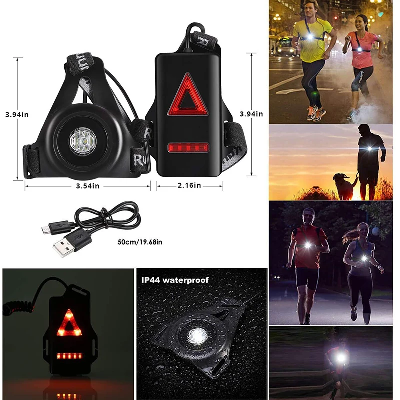 

Waterproof Outdoor Sport Running Warning LED Night Cycling Flashlight Warning Bike Light USB Chest Lamp Walking Night Jogging