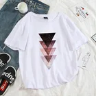 Женская футболка с геометрическим рисунком Harajuku, лето 2021, Модные Простые повседневные хипстерские футболки с круглым вырезом и коротким рукавом