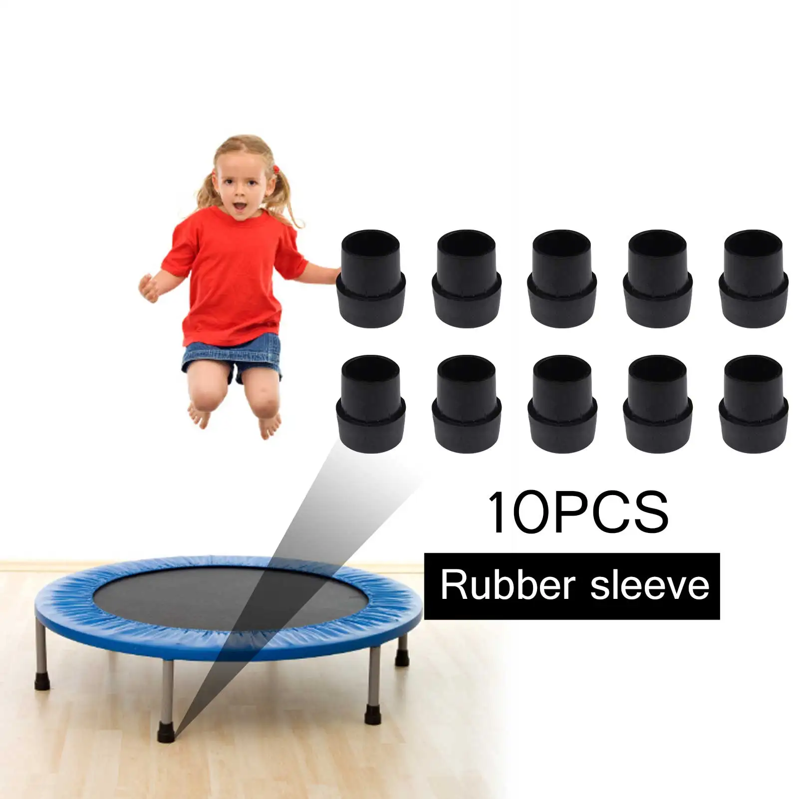 

10PCS Leg Tip Non-slip Mute Rubber Leg Cap Foot Pad For Mini Trampoline Jumping Bed Diameter 2.5cm Base Pipe Legs Fittings