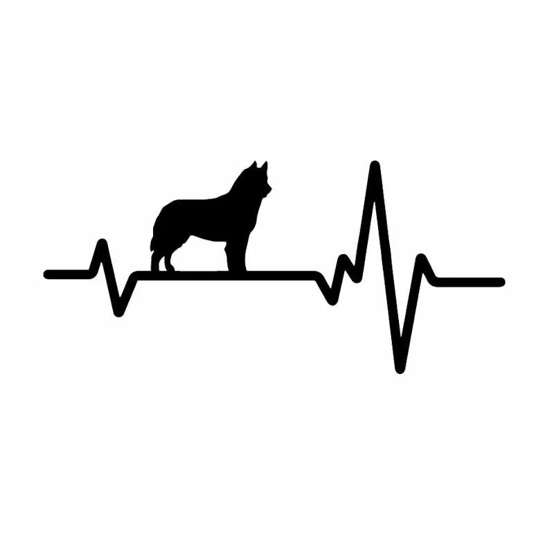 

Car Stickers Funny Car Stickers Heartbeat Line Dog Siberian Husky Bulldog PVC Decorative Stickers Creative Black/white, 18cm*8cm