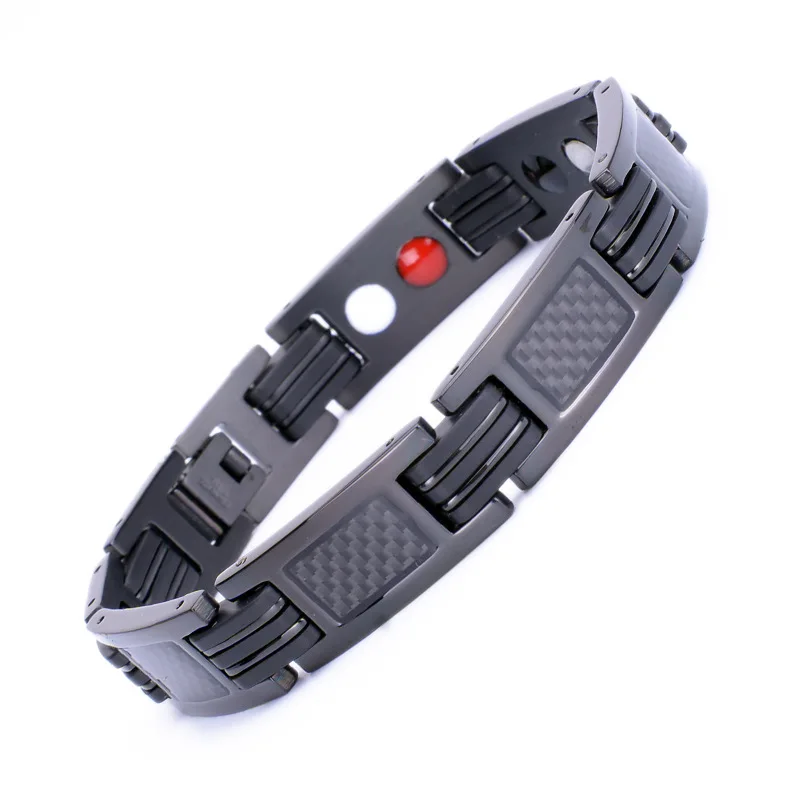 Мужские модные черные браслеты из нержавеющей стали браслет углеродного волокна