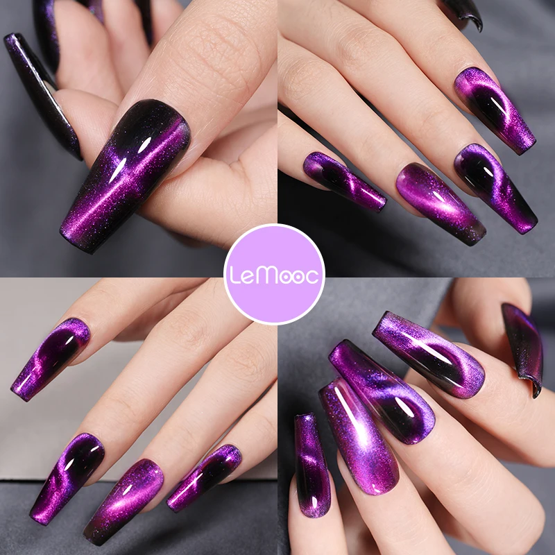 

LEMOOC Cat's Eye Magnetic Nail Polish Gel Soak Off UV LED Nail Varnish Lacquers Shiny Glitter Beauty Design Cat Polishes