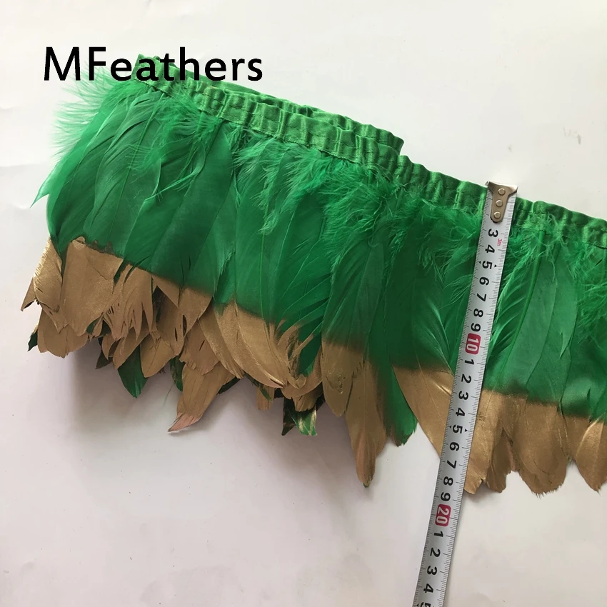mint green 19 цветов, Золотая лента с гусиным утиным пером, 15-20 см, 6-8 дюймов, высота, натуральные перья, кружевная отделка для карнавального декора - Цвет: mint green