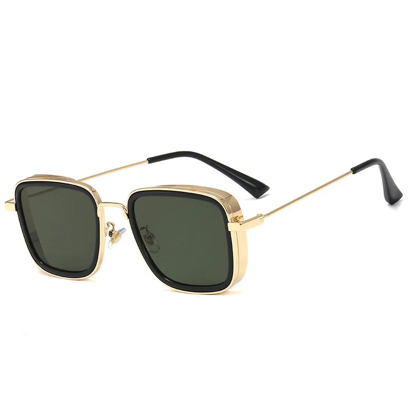 C4 gold green HBK, Роскошные, Kabir Singh, индийские, кино, солнцезащитные очки для мужчин, квадратная Золотая оправа, крутые солнцезащитные очки, фирменный дизайн, красные очки для мужчин, UV400 - Цвет линз: C4 gold green