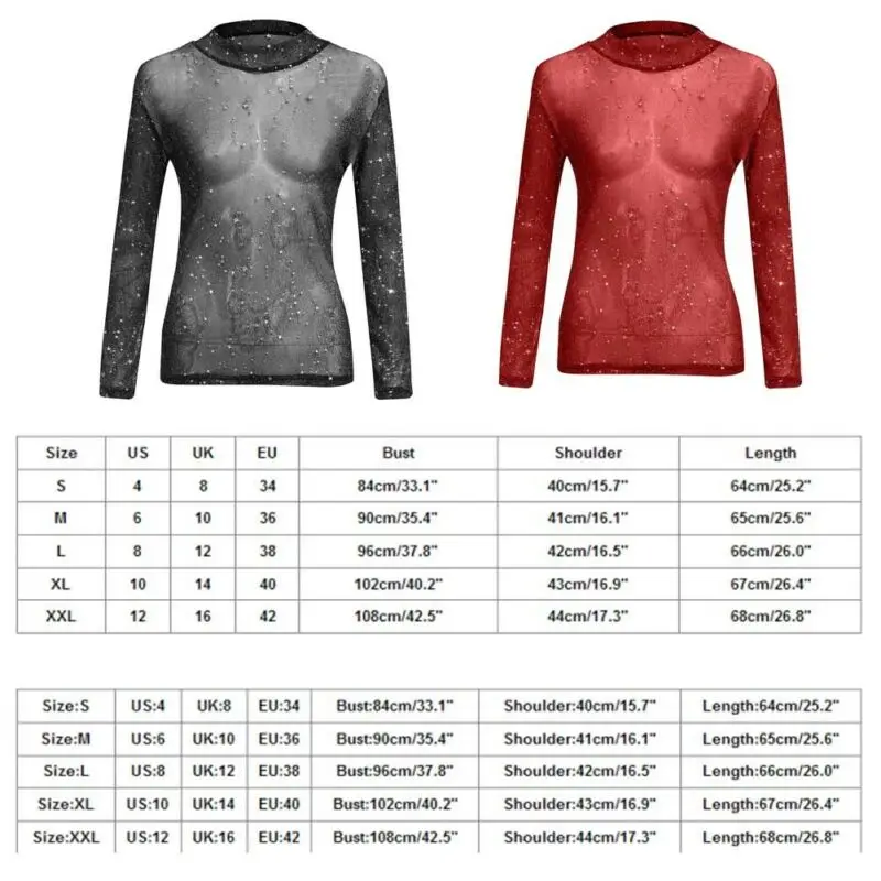 

Sexy Women Fashion T-Shirts Shiny Stars Mesh Party Casual Tee Tops Ladies Femme Mujer Tops Plus Size