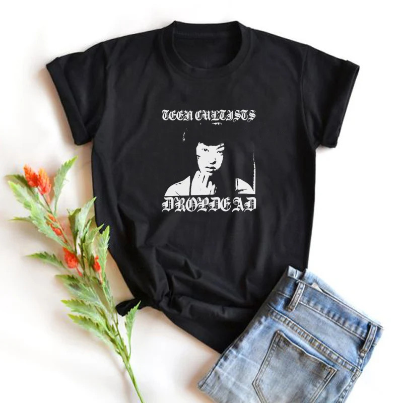 Drop Dead Women's Gothic T-Shirt Egirl Edgy Fashion Aesthetic Oversized Tshirt Female Harajuku Streetwear Grunge Top Clothes | Женская
