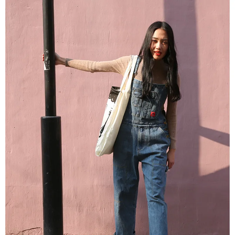 Canvas Thickening Literary Simple Large-capacity Girl Head Print Bag South Korea Large Capacity Three-grid Shoulder |