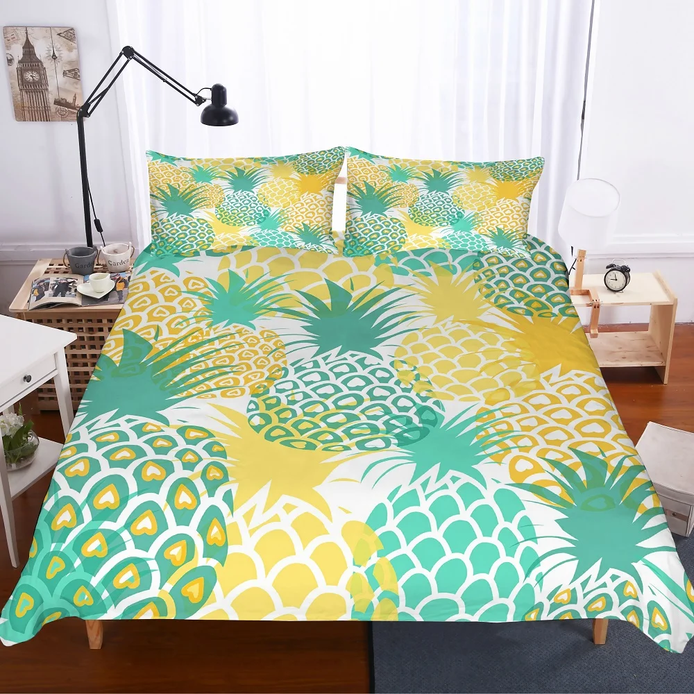 Летние фрукты ананасы покрывало 2/3 шт один двойной Полный Королева Король Размер