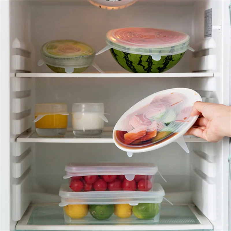 6 шт./компл. Универсальный силиконовые крышки стрейч крышка всасывания Пособия по