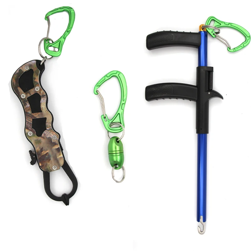 Crazy Shark 4PCS Fishing Aluminum Alloy Carabiner Keychain Outdoor Camping Climbing Snap Clip Lock Buckle Hook Fishing Tool