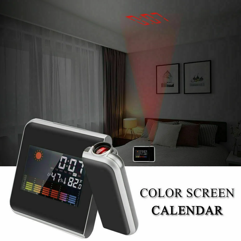 LED Table Clock Alarm Date Snooze Function Backlight Projector Desk Digital Clocks USB Charger Time Projection | Дом и сад