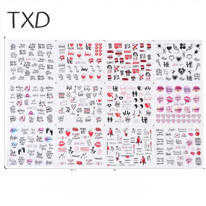 

TXD Nail Stickers UV LED Lamp Nail Art Transfer Sticker Paper Decorations Nail Decal Slider Water Wraps Tool Lasting