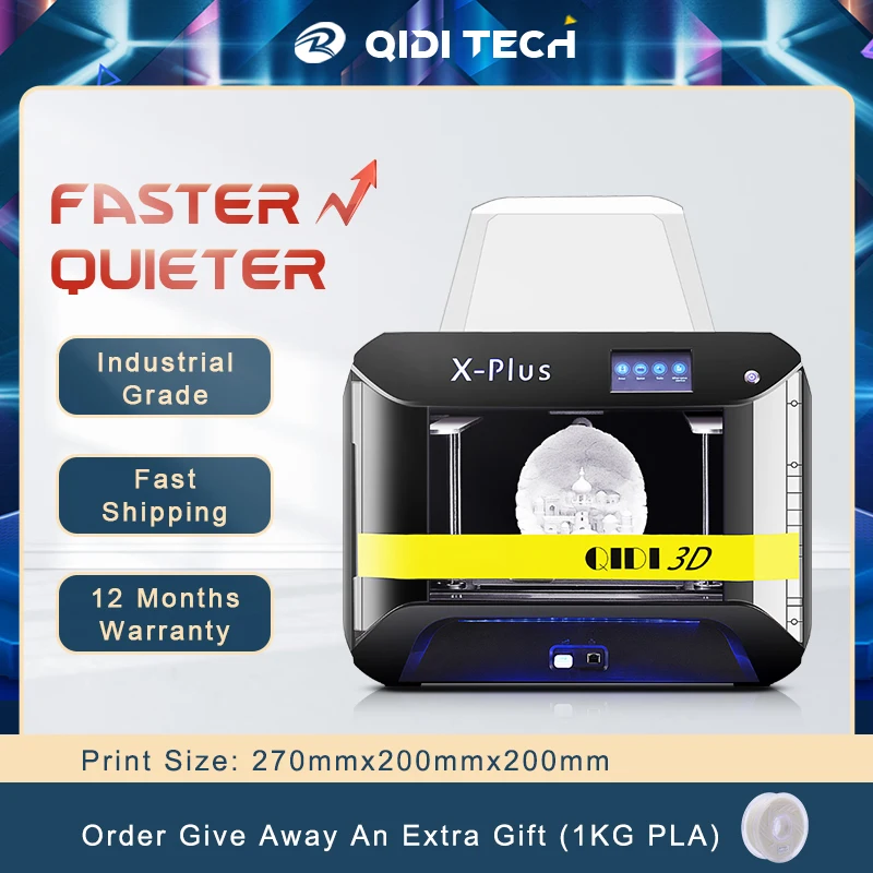 

QIDI TECH X-Plus Large Size 270*200*200 mm Double Z Axis Structure Fast Level High Precision Printing ABS PLA 3D Printer