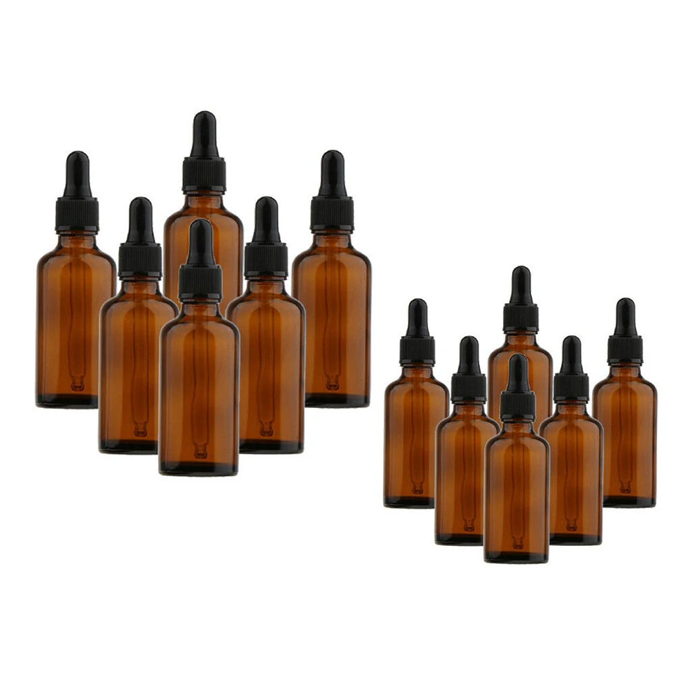 

12 New, High Quality, 15 ml (1/2 oz) Amber Glass Bottles, with Glass Eye New 2019 style