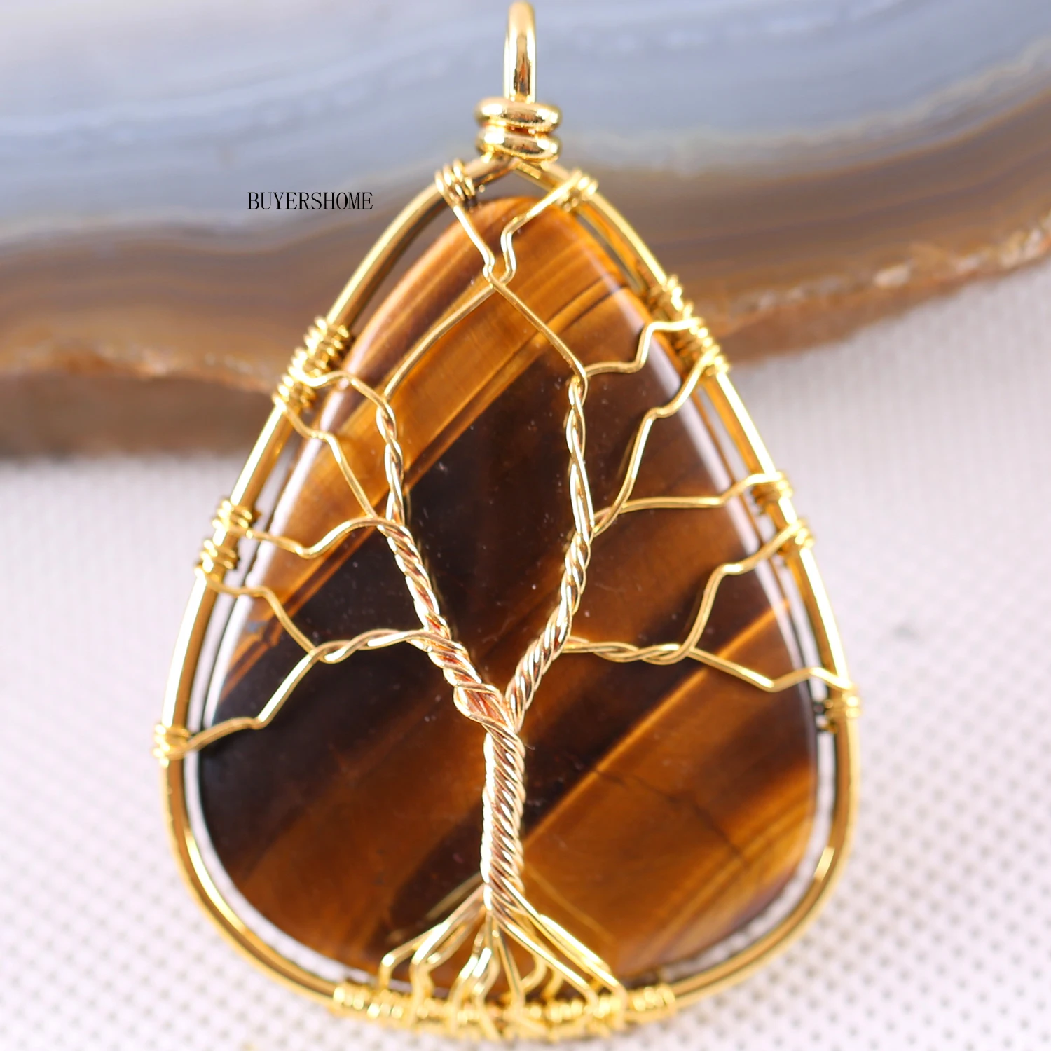 &quotДрево жизни&quot проволочный обруч медный натуральный капли воды Золотой