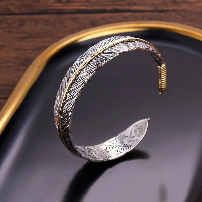 

Feather Bangle Bracelet for Men Vintage Adjustable Cuff Wrist Fashion Jewelry Gift Accessories Goth Bracelet For Women