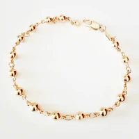 women bracelet new trendy 585 rose gold color jewelry 17cm long copper beads bracelets