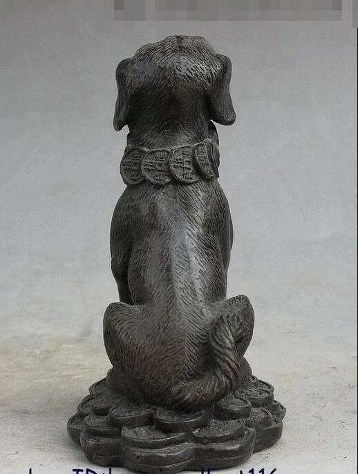 Китайская Бронзовая медная статуя богатства Fengshui для денег собаки животного