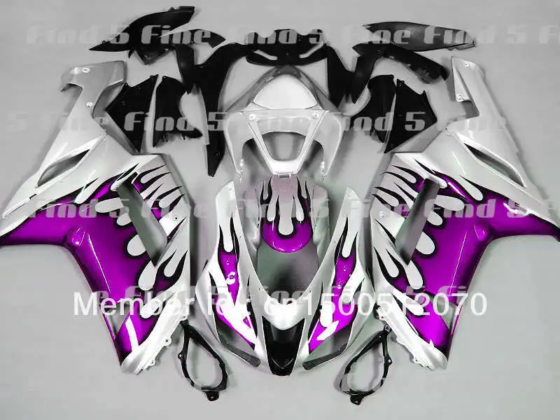 

Purple Flame Silver Black For KAWASAKI ZX6R 07 08 ZX 6R 07-08 ZX-6R 2007 2008 2007-2008 ABS Fairing Kit