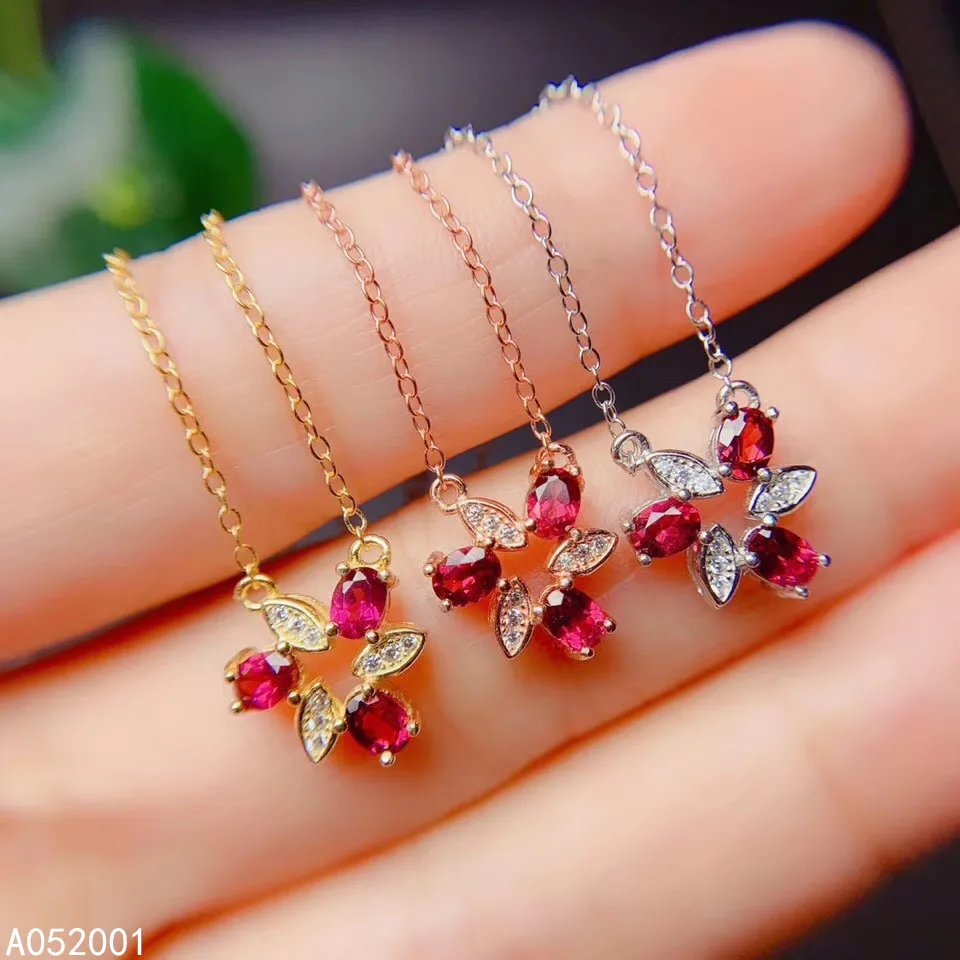 

KJJEAXCMY fine jewelry natural garnet 925 sterling silver women gemstone pendant necklace chain support test fashion