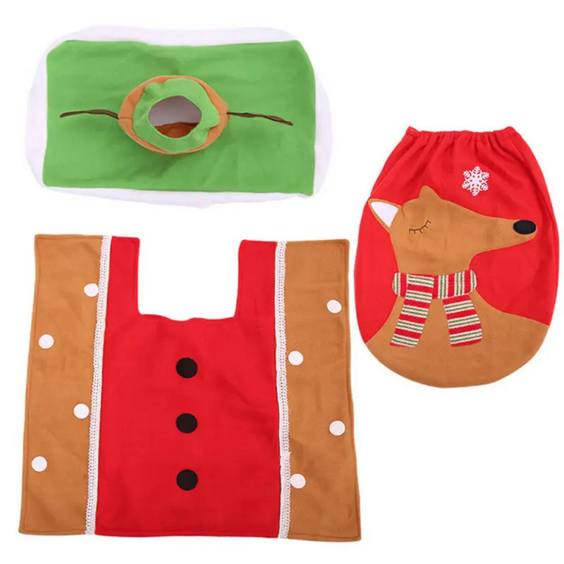 3 шт. рождественское сиденье для унитаза Санта Клаус коврик ванной