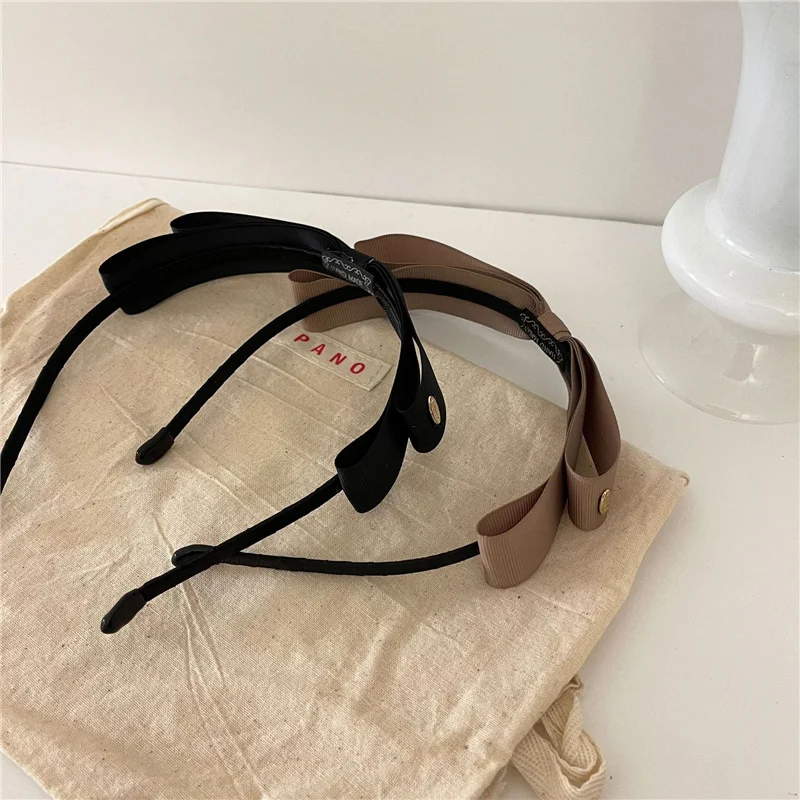 Женская винтажная повязка на голову Черная Широкая Повязка с бантом аксессуар