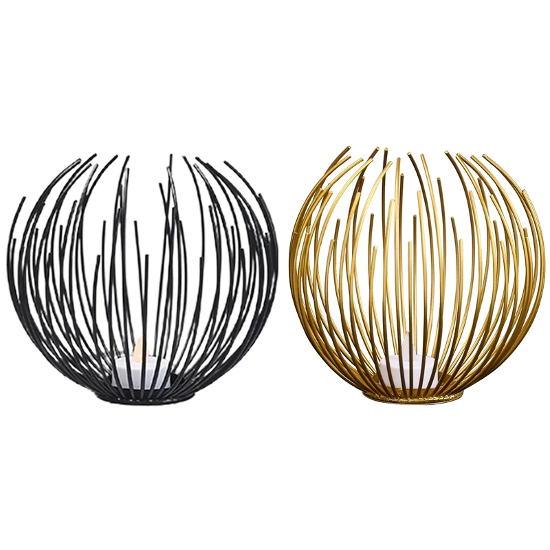 Полый железный подсвечник Фонарь геометрических фигур centro de Меса черный