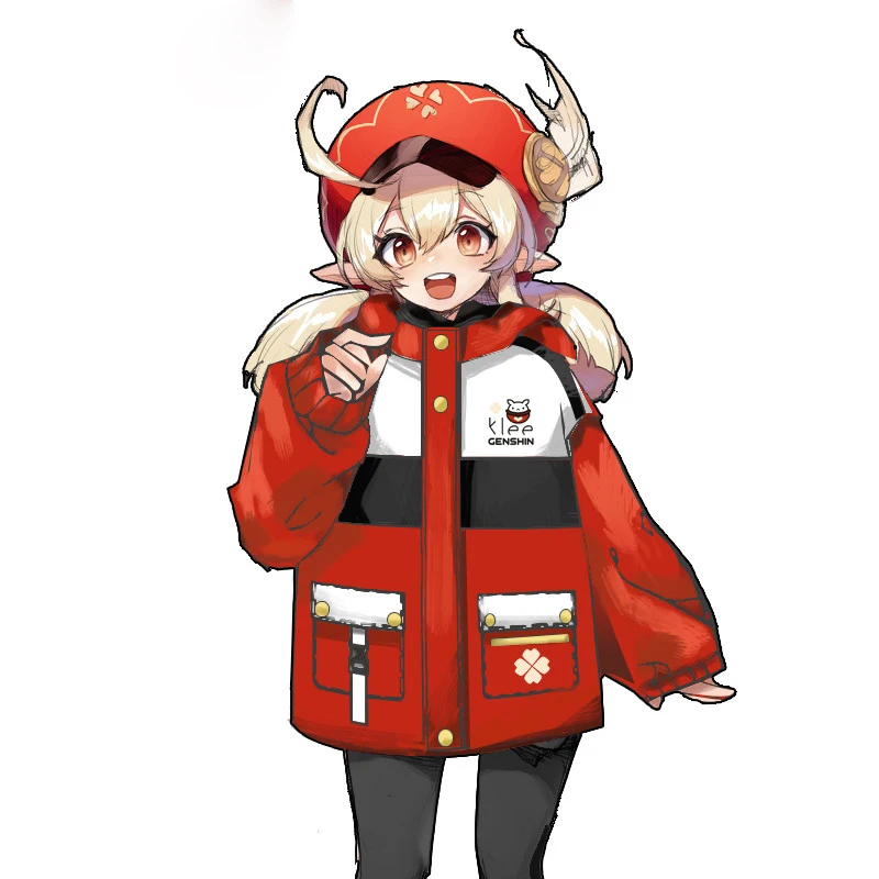 

Game Genshin Impact Klee Fashion Red Cardigan Coat Men Women Winter Thicken Hooded Hoodies Jacket Anime Outwear Tops Cosplay
