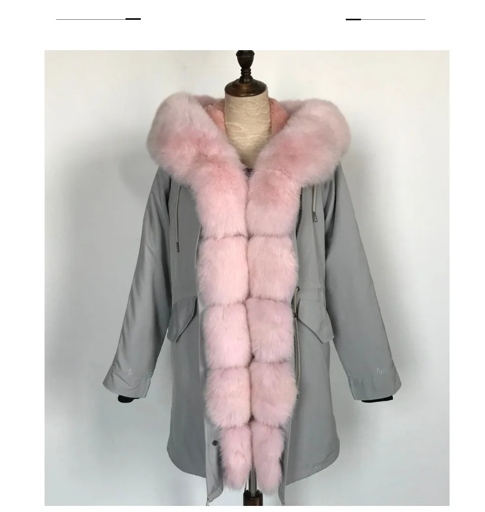 CKMORLS, парка из натурального меха, зимняя женская куртка с розовым лисьим меховым воротником, Толстая теплая верхняя одежда, пальто размера плюс, женские новые меховые куртки