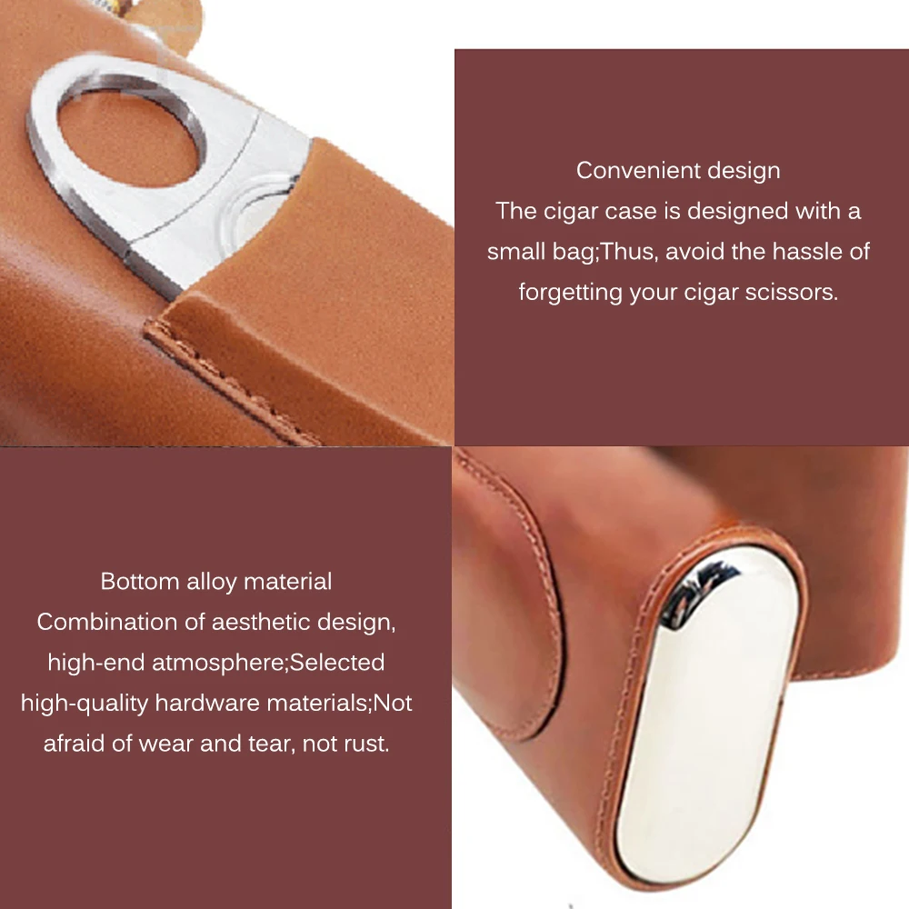 Кожаный чехол для сигар Humidor портативный карман 3 трубки держатель дорожный