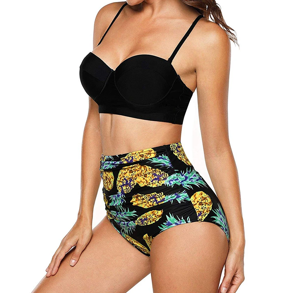 Женский комплект бикини из двух предметов с геометрическим рисунком листьев и