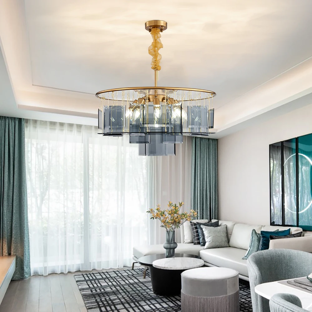 Новый современный стеклянный светильник люстра для гостиная золото домашний