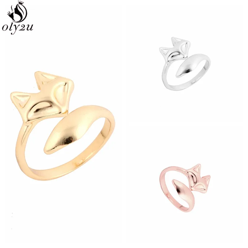 Модное регулируемое кольцо Oly2u с головой лисы кольца милыми животными для женщин