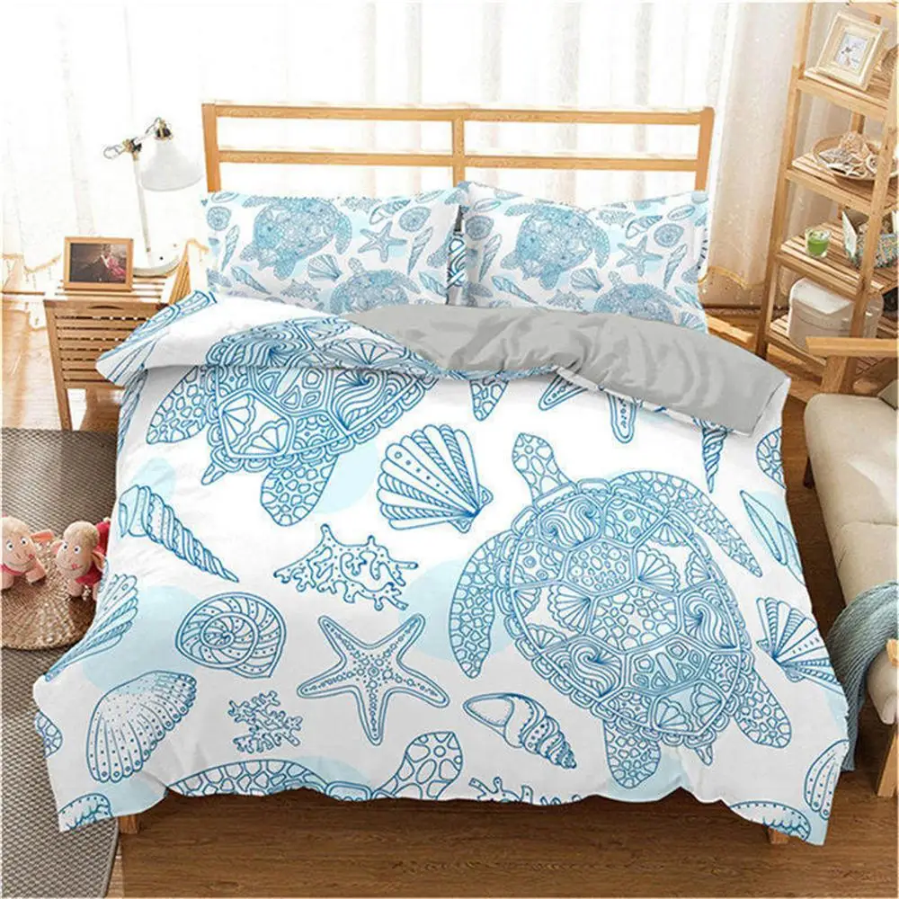 

Modern Fashion Turtle 3D Printed Bedding Kit with Duvet Bedding Linen USA EU UK Size