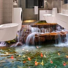 Пользовательские 3D обои для пола водопад Карп ванная комната настенная роспись 3D ПВХ самоклеящаяся наклейка на стену обои водостойкие