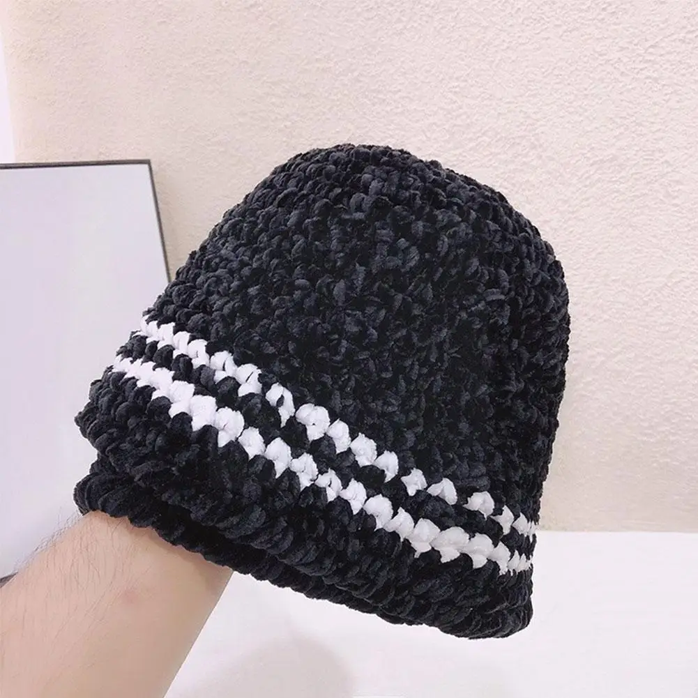 

Chenille Basin Hat Fisherman Hat Autumn Winter Women's Fashion Retro Knitted Wool Bucket Hat Fashion Hats For Women 2021 J0b8