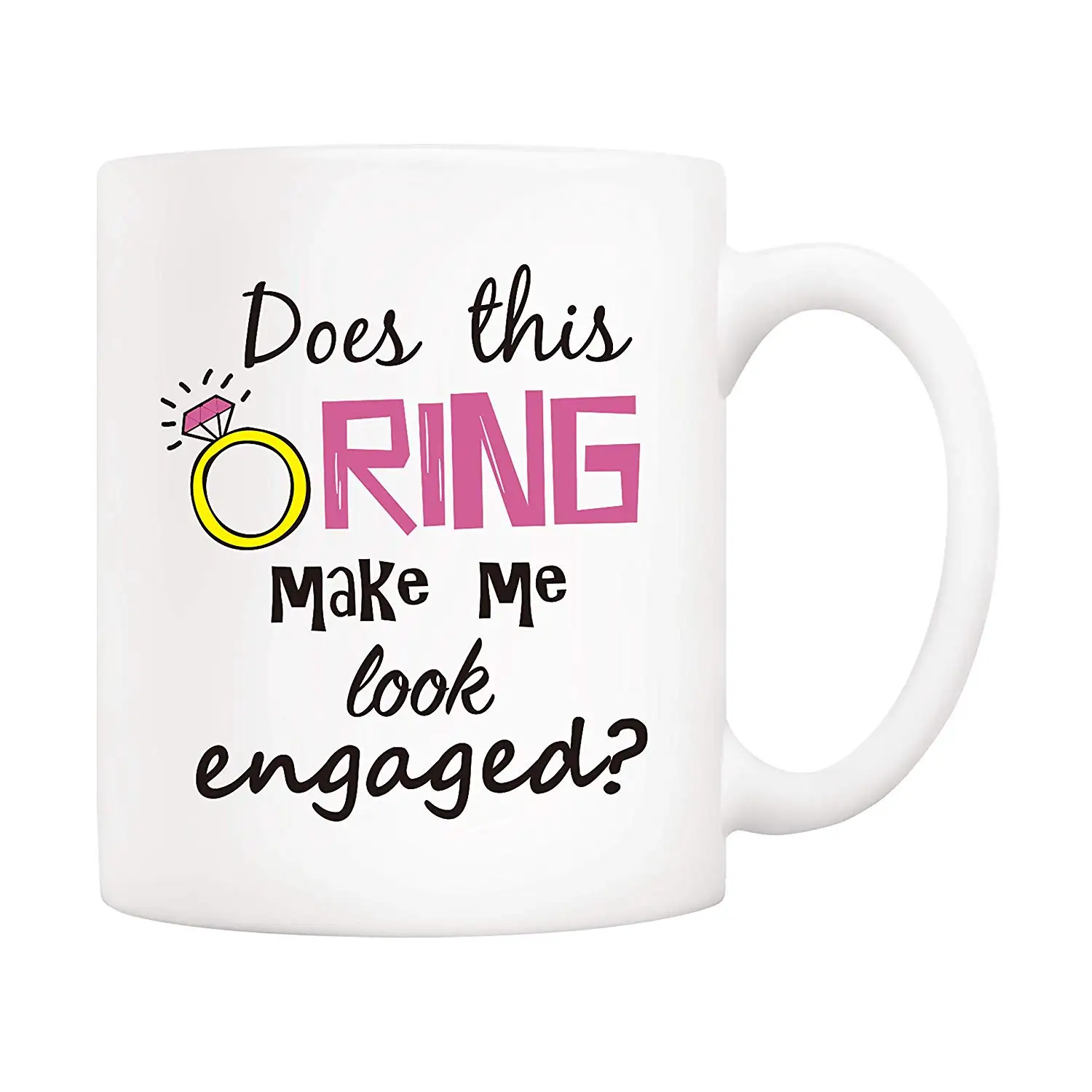 Christmas Gifts Funny Coffee Mug Does This Ring Make Me Look Engaged 11Oz Novelty Ceramic Cups | Дом и сад