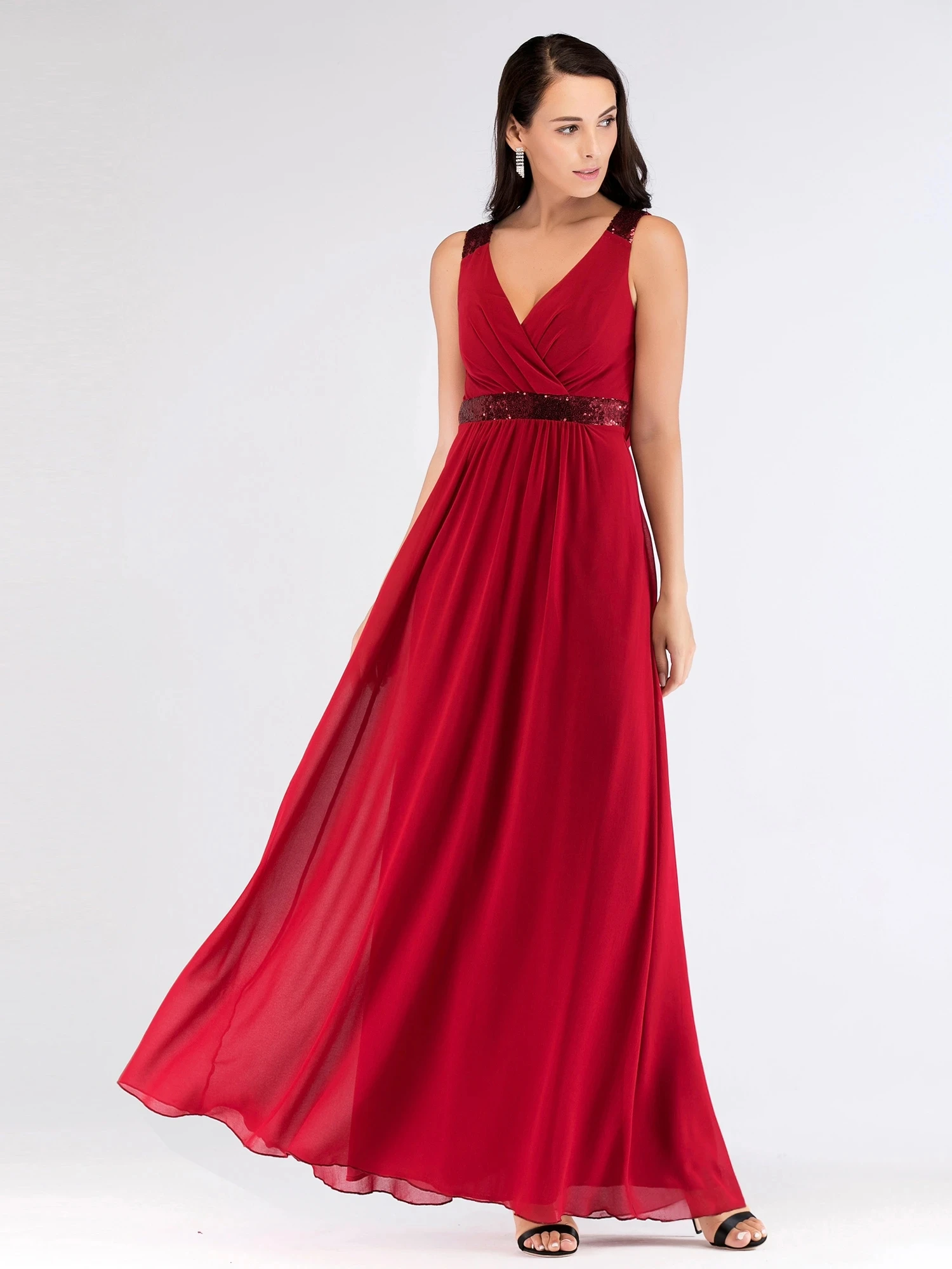 

Женское длинное вечернее платье Ever Pretty, бордовое кружевное бальное платье с хомутом, элегантное платье для торжества, 2021