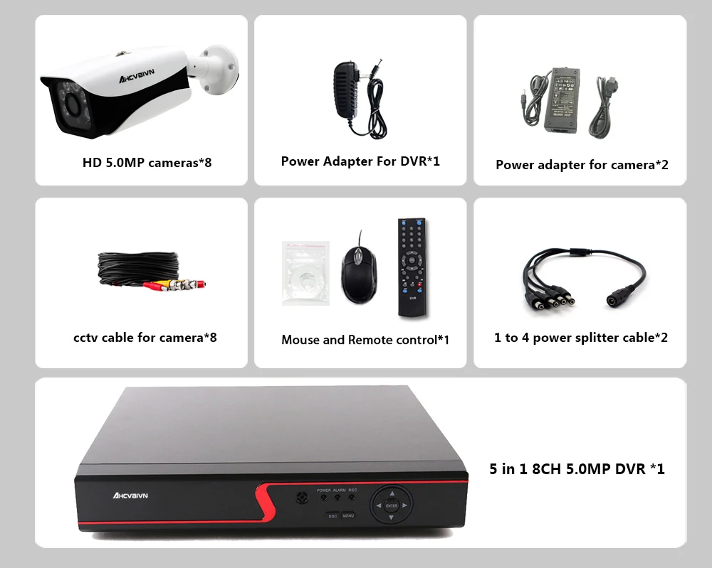 H.265+ AHD DVR 8CH 5MP комплект системы видеонаблюдения 8 шт. 5MP HD 2592*1944P пуля камера Weatherprof номер/открытый IR-CUT ночного видения XMEYE
