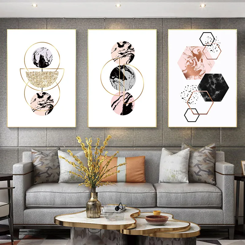 Минималистичная Геометрическая многоугольная Абстрактная Картина на холсте в