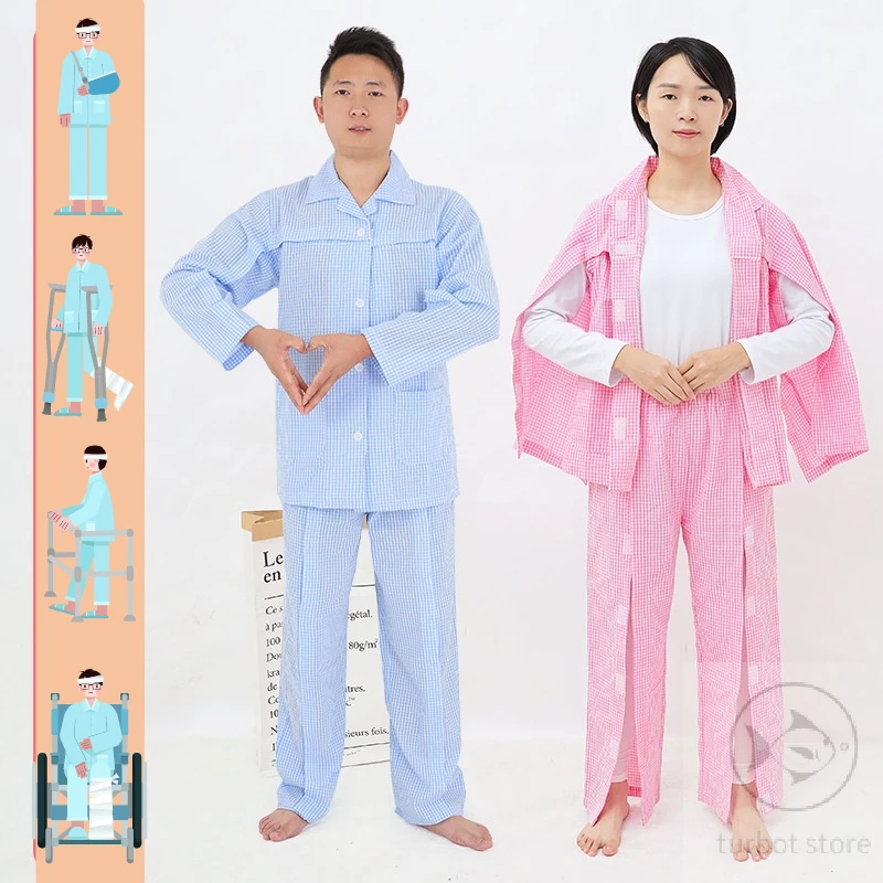 New Fully Oopen Sticky Patient Suits For Bedridden Elderly People WIith Fracture Rehabilitation Pajamas Easy To Wear/Undress