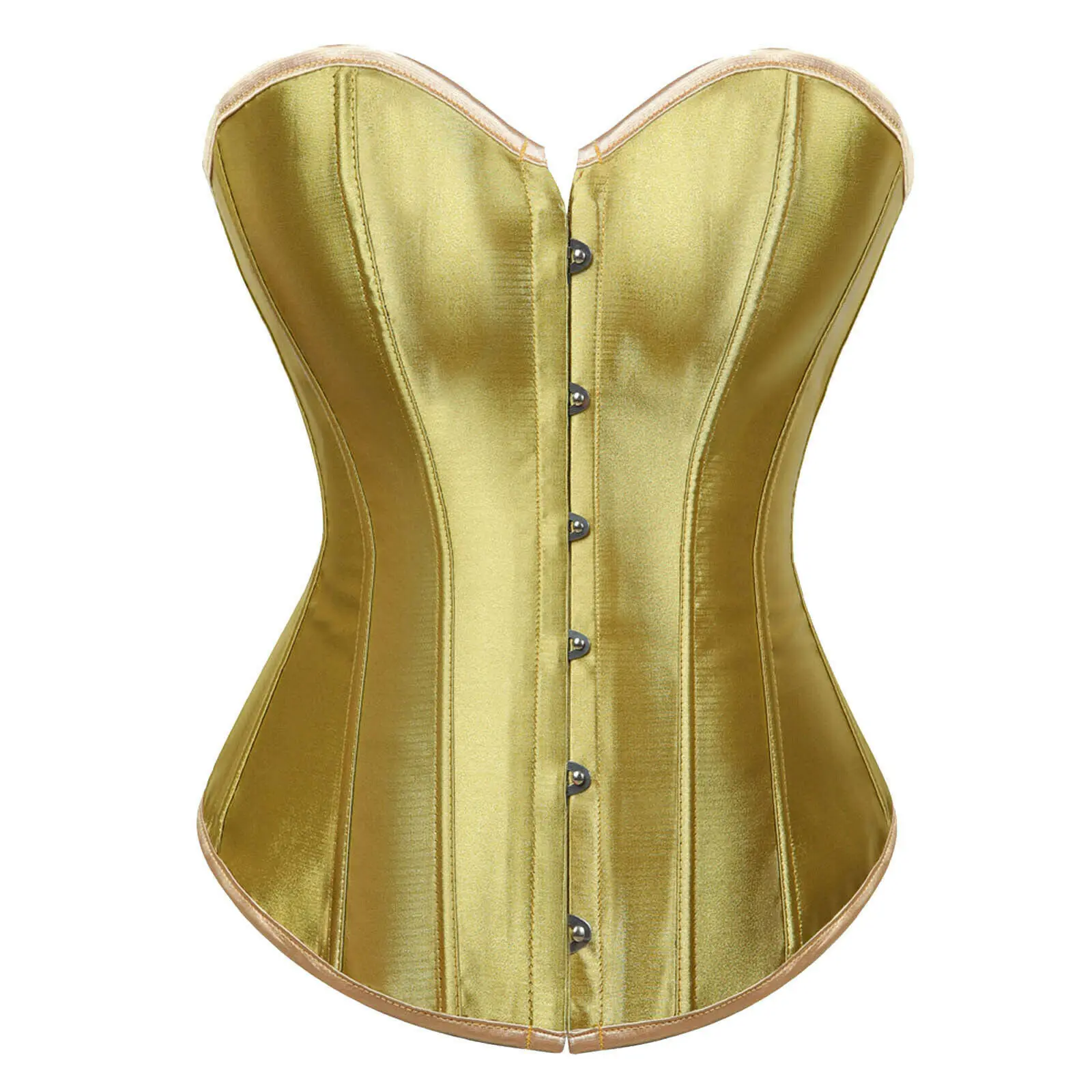 

Women Vintage Style Satin Sexy Overbust Corset Costume Corselet Female Waist Trainer Tops Plus Size Black White Red Solid Color