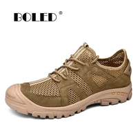 quality suede leather men shoes plus size mesh breathable shoes men outdoor lightweight casual flats shoes male