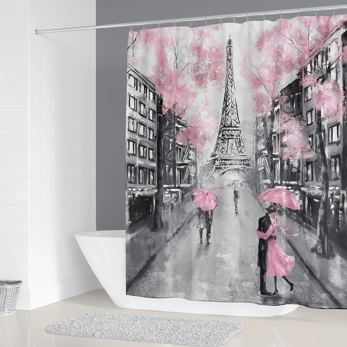 4 в 1 с оригинальными рисунками &quotПарижская башня Пейзаж душ Шторы Ванная комната