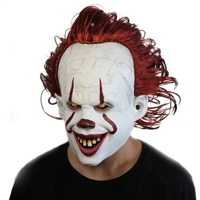 No LED type A Новинка, 2 типа, светодиодный маска-клоун в стиле ужасов,, фильм «It Chapter 2 Pennywise», маска-клоун, латекс, страшные костюмы на Хэллоуин, реквизит - Цвет: No LED type A