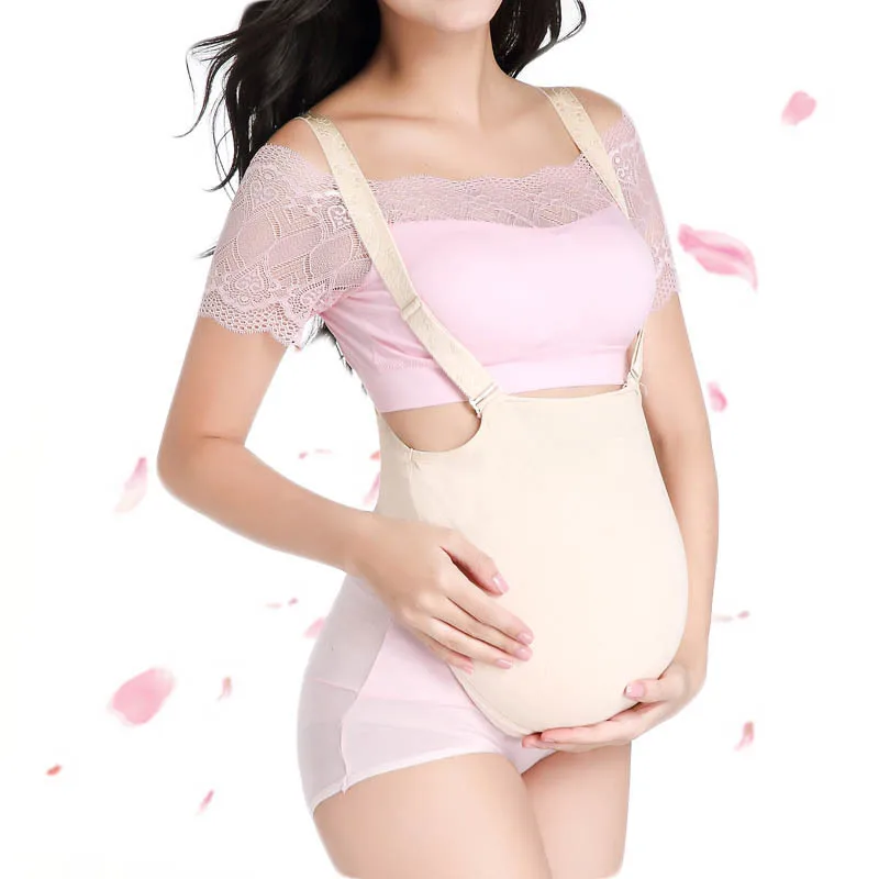 Free Shipping Silicone Cloth Bag Belly Fake Pretty Belly for Crossdresser Halloween Toy False Pregnant and Actor