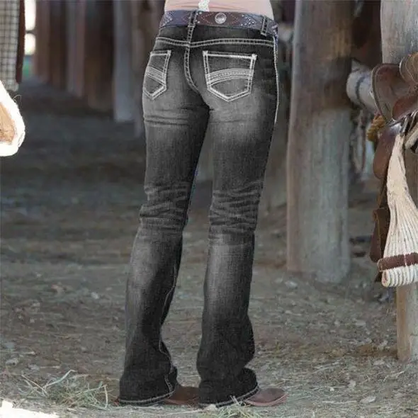 

2021 New Women's Spring and Summer Fashion Casual European and American Simple Retro Elastic Low-rise Fitted Washed Jeans KZ002
