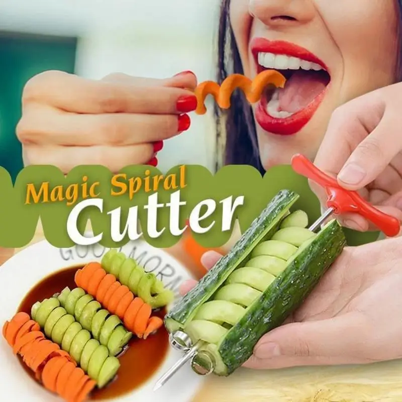 Hot Sale Rotating Machine Manual Spiral Cutter Slicer Radish Potato Creative Vegetable Fruit Kitchen | Дом и сад
